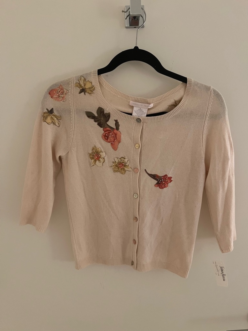 Rebecca Taylor Vintage Pink Floral Cardigan Cashmere Silk NWT [Size S]